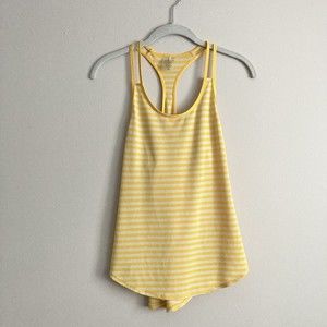Calia by Carrie Underwood Womens Yellow White Striped Racerback Tank Top Size XS
